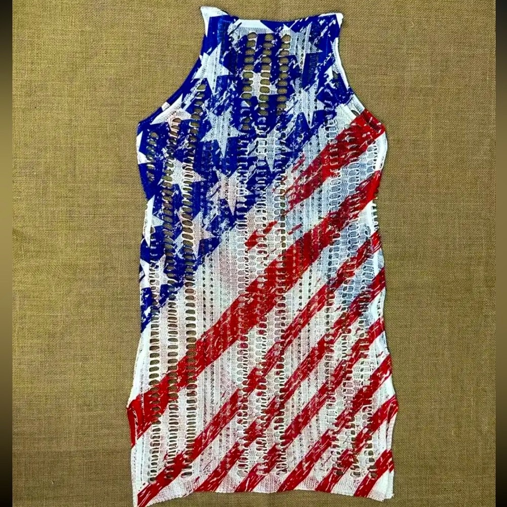 🇺🇸 Stars & Stripes American Flag Print Cover Up - Picture 4 of 8
